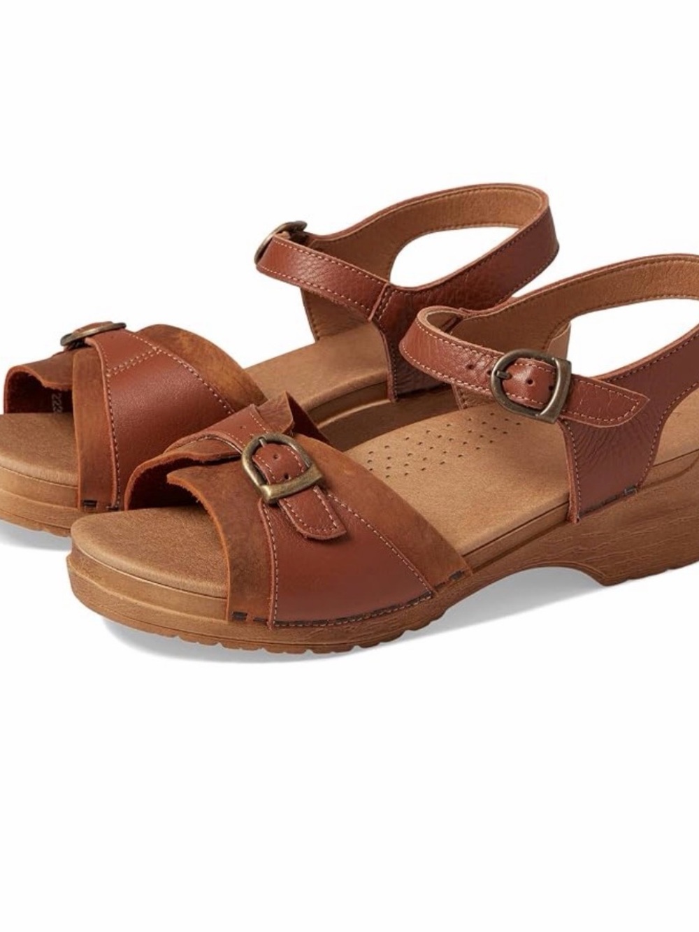 Sanita Sorrento Danish Clogs Brown Leather Wedge Sandals US 9 EU 40 NWOT